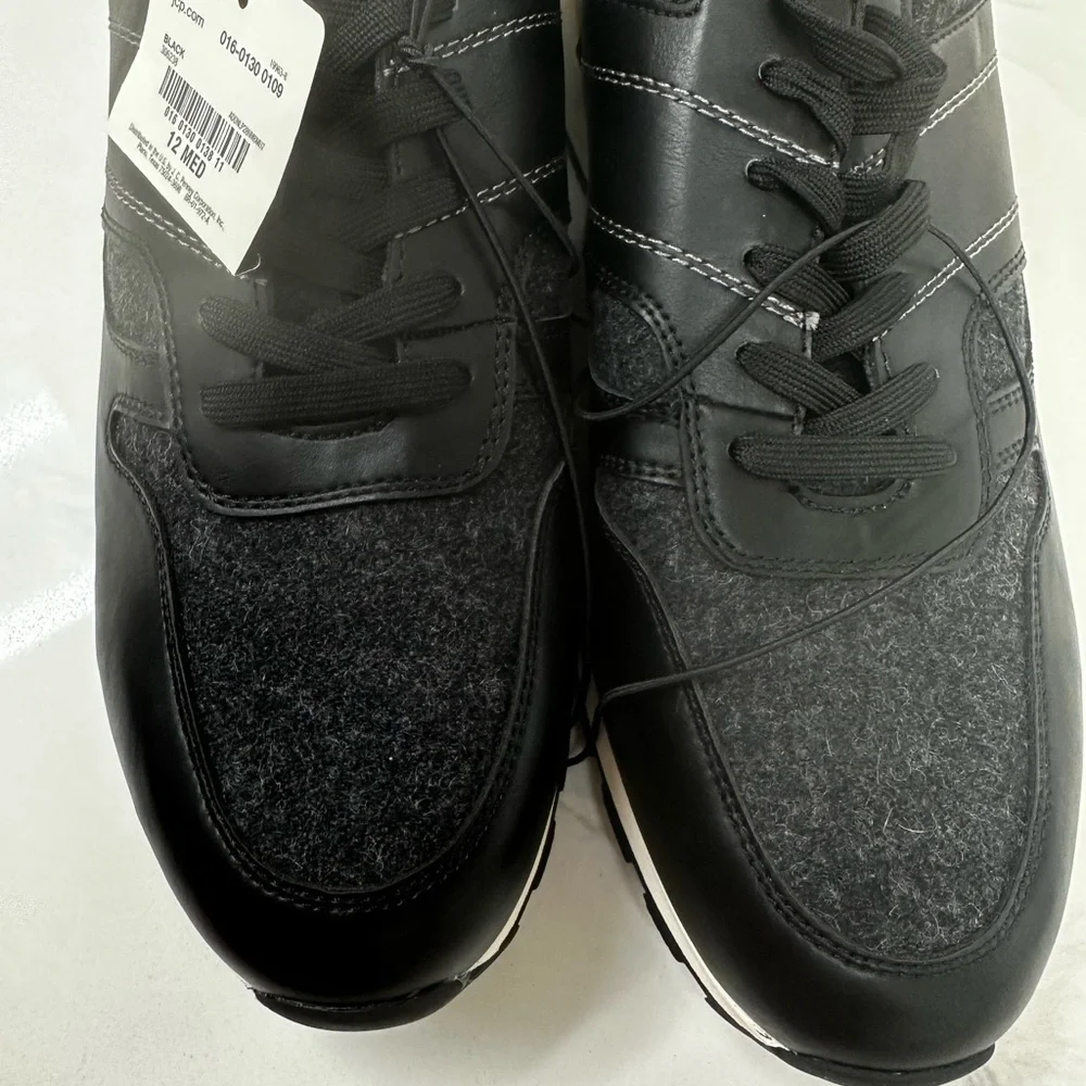 JF J.FERRAR MOTTO MENS SNEAKERS BLACK,12 MED